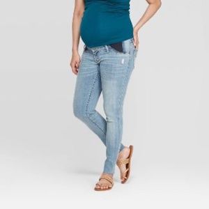 Maternity Side Panel Raw Hem Skinny Jeans